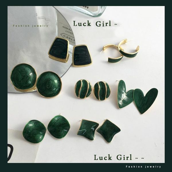 stud cute elegant green earring for women cool geometry heart ear jewelry accessories s925 needle, Golden;silver
stud cute elegant green earring for women cool geometry heart ear jewelry accessories s925 needle, Golden;silver