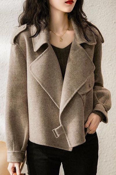 women's wool & blends 2021 women slim coat warm jacket autumn winter woolen clothing thermal outerwear, Black
women's wool & blends 2021 women slim coat warm jacket autumn winter woolen clothing thermal outerwear, Black