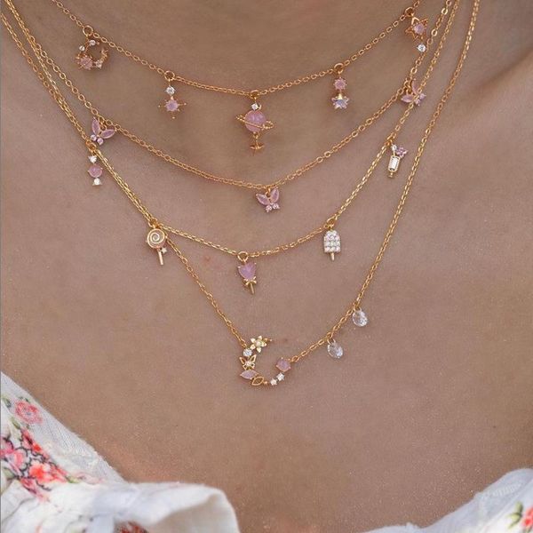 chains mc sweet lollipop necklace for women creative summer beach choker collier ins crystal pendant short/long chain, Silver
chains mc sweet lollipop necklace for women creative summer beach choker collier ins crystal pendant short/long chain, Silver