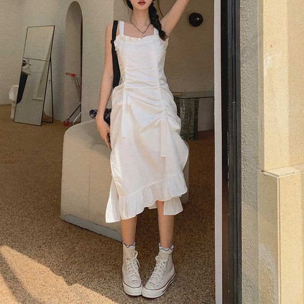asymmetric ruched midi dress casual straps ruffle patchwork women white fairy sundress summer korean fashion vacation robe 210709, Black;gray
asymmetric ruched midi dress casual straps ruffle patchwork women white fairy sundress summer korean fashion vacation robe 210709, Black;gray
