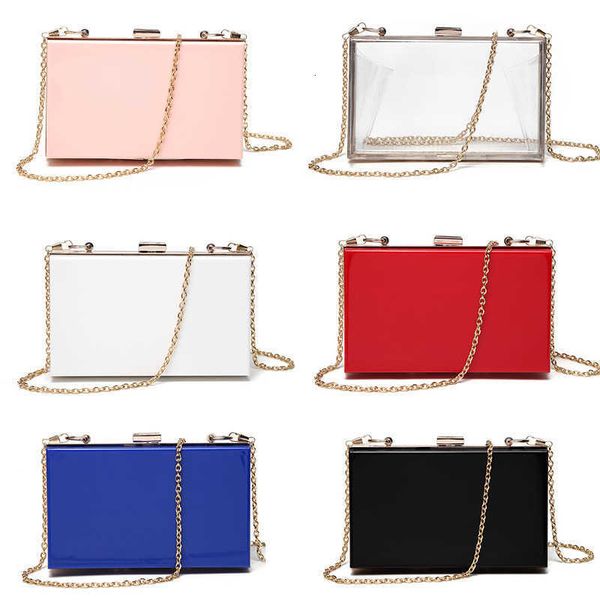 jinshang acrylic women's small square summer candy transparent box dinner chain bag