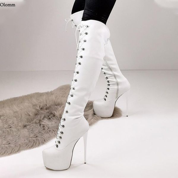 boots olomm women platform knee lace up side zipper stiletto heel round toe white wedding shoes plus us size 5-20, Black
boots olomm women platform knee lace up side zipper stiletto heel round toe white wedding shoes plus us size 5-20, Black
