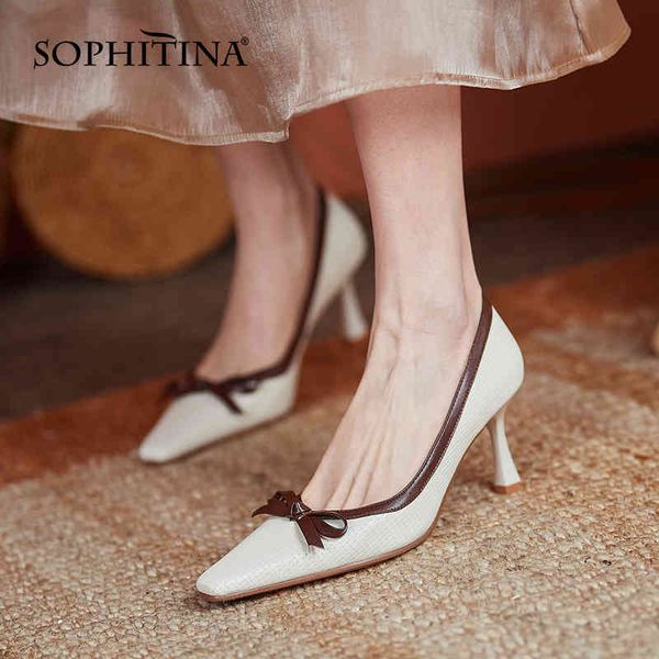 sophitina fashion women's pumps genuine leather thin heels butterfly-knot square toe pumps elegant shallow women's shoes so989 210, Black
sophitina fashion women's pumps genuine leather thin heels butterfly-knot square toe pumps elegant shallow women's shoes so989 210, Black