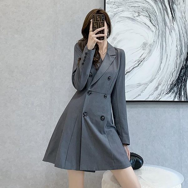 casual dresses high end autumn ol style gray solid women double breasted elegant notched female slim a line business office dress vestidos, Black;gray
casual dresses high end autumn ol style gray solid women double breasted elegant notched female slim a line business office dress vestidos, Black;gray