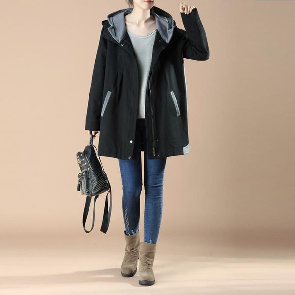 women's trench coats abrigos literary long-sleeved double cap splicing windbreaker cotton autumn thickened high-waist coat z337, Tan;black
women's trench coats abrigos literary long-sleeved double cap splicing windbreaker cotton autumn thickened high-waist coat z337, Tan;black