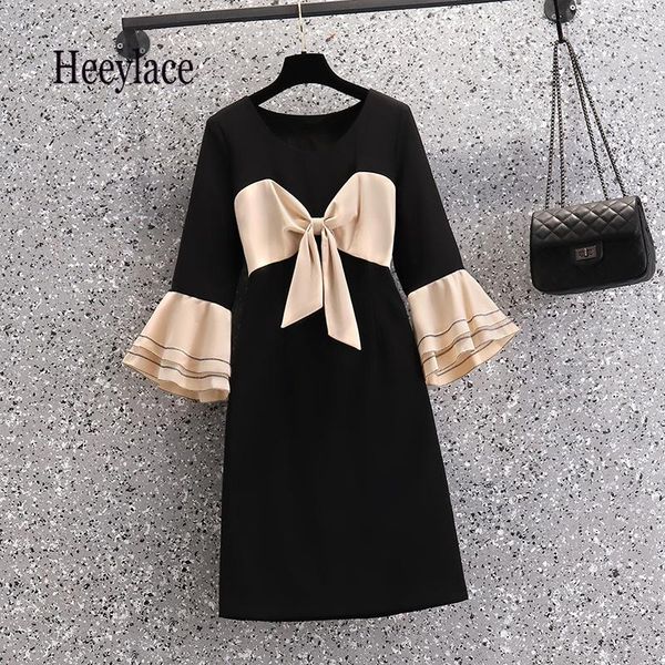 casual dresses plus size women elegant ruffles flare sleeve black french vintage o neck chic vestidos autumn 4xl korean, Black;gray
casual dresses plus size women elegant ruffles flare sleeve black french vintage o neck chic vestidos autumn 4xl korean, Black;gray
