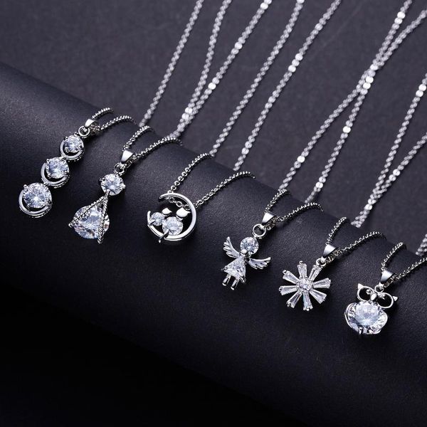 chains set with diamonds pendant women temperament fashion fine necklaces girlfriend anniversary gift girl accessories clavicle chain, Silver
chains set with diamonds pendant women temperament fashion fine necklaces girlfriend anniversary gift girl accessories clavicle chain, Silver