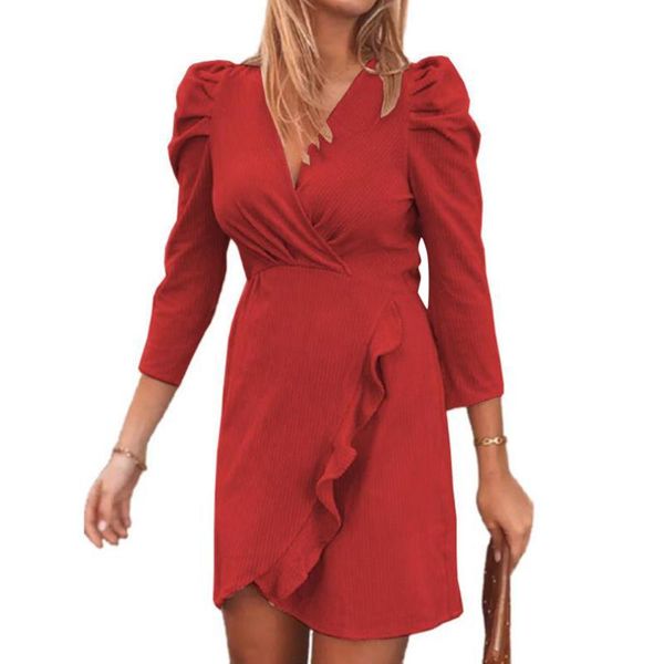casual dresses red ruffled mini warp dress women 3/4 sleeve v-neck vintage tunic female 2021 fall for vestidos mujer, Black;gray
casual dresses red ruffled mini warp dress women 3/4 sleeve v-neck vintage tunic female 2021 fall for vestidos mujer, Black;gray