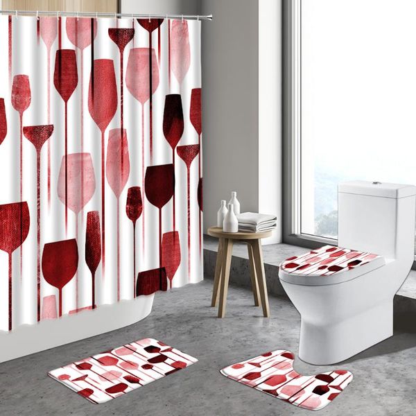 shower curtains simple modern curtain red wine glass geometric pattern bathroom set with non-slip rug toilet lid bath mat foot pad carpet
shower curtains simple modern curtain red wine glass geometric pattern bathroom set with non-slip rug toilet lid bath mat foot pad carpet