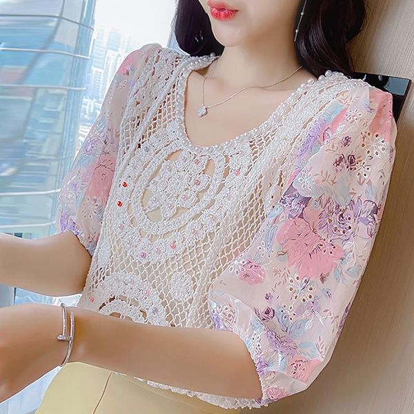 women's blouses & shirts blusas mujer de moda 2021 blouse women short sleeve shirt v-neck deading hollow lace d354, White
women's blouses & shirts blusas mujer de moda 2021 blouse women short sleeve shirt v-neck deading hollow lace d354, White