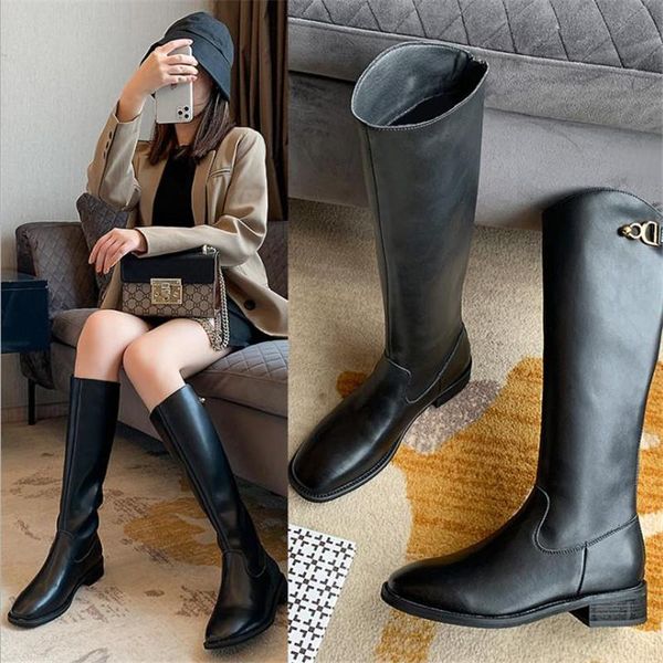 boots 2021 winter leather knight women's european and american round head breathable front lace up middle tube mar, Black
boots 2021 winter leather knight women's european and american round head breathable front lace up middle tube mar, Black