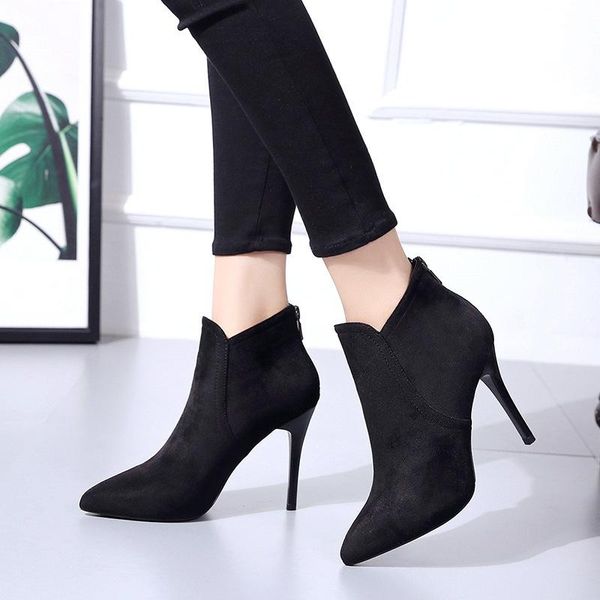 boots 2021 winter pointed high-heel plus velvet short wild thin heels simple elegant women's ankle, Black
boots 2021 winter pointed high-heel plus velvet short wild thin heels simple elegant women's ankle, Black