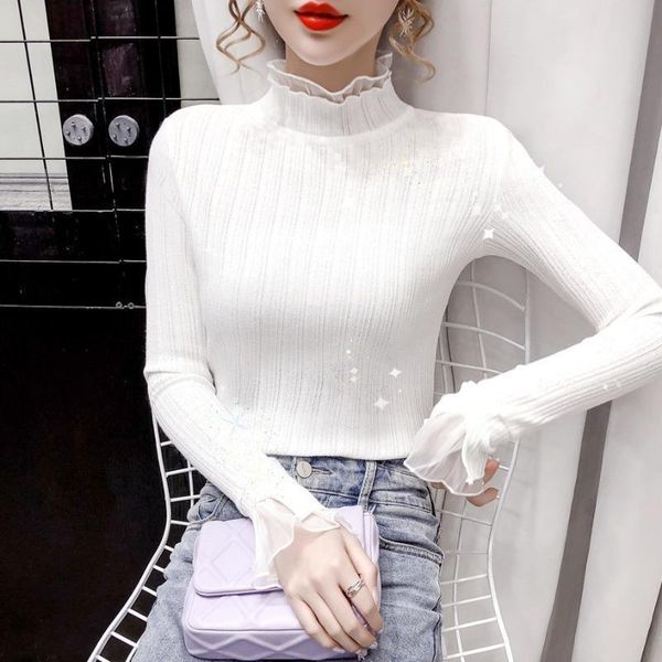 women's sweaters women pullover sweater autumn 2021 korean knit small half high neck stitching slim bottoming shirt top, White;black
women's sweaters women pullover sweater autumn 2021 korean knit small half high neck stitching slim bottoming shirt top, White;black