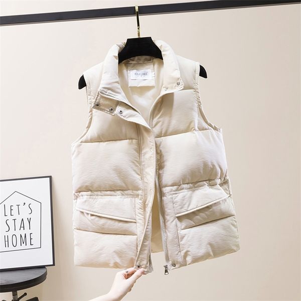 stand collar women's winter solid vest short style thick female sleeveless jacket with zipper big pockets cotton padded outwear 210817, Black;white
stand collar women's winter solid vest short style thick female sleeveless jacket with zipper big pockets cotton padded outwear 210817, Black;white
