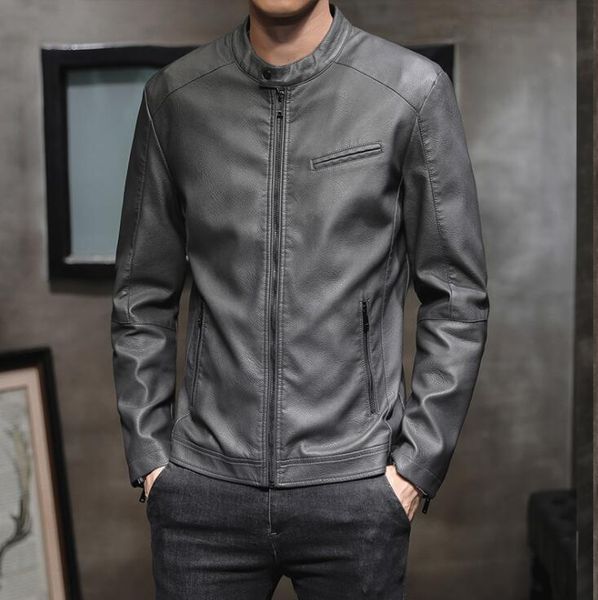 men's fur & faux autumn mens leather jacket grey slim motorcycle coat men jackets clothes spring jaqueta de couro street fashion stand, Black
men's fur & faux autumn mens leather jacket grey slim motorcycle coat men jackets clothes spring jaqueta de couro street fashion stand, Black