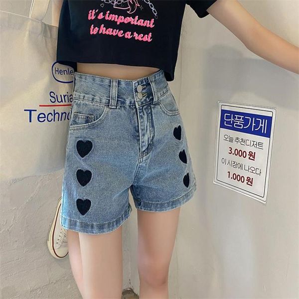 women's jeans summer denim shorts 2021 korean love embroidery casual straight trousers high waist slim women loose, Blue
women's jeans summer denim shorts 2021 korean love embroidery casual straight trousers high waist slim women loose, Blue