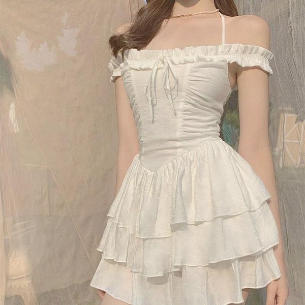 casual dresses kawaii party mini women holiday summer beach strap dress off shoulder ruffle sweet princess fairy 2021, Black;gray
casual dresses kawaii party mini women holiday summer beach strap dress off shoulder ruffle sweet princess fairy 2021, Black;gray