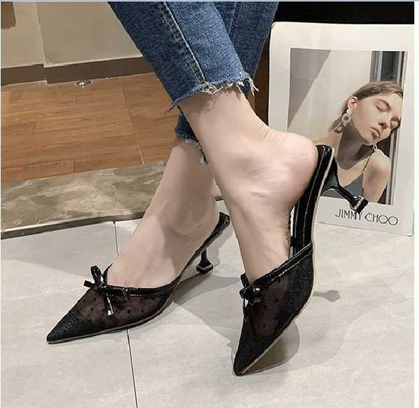 lace slippers dot thin heels woman shoes bow ladies female polka women's casual footwear 2021 summer elegant pointed toe, Black
lace slippers dot thin heels woman shoes bow ladies female polka women's casual footwear 2021 summer elegant pointed toe, Black
