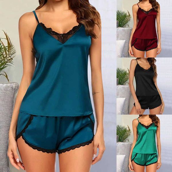 2021 women's cute korean pajamas sets sleepwear woman, Black;red