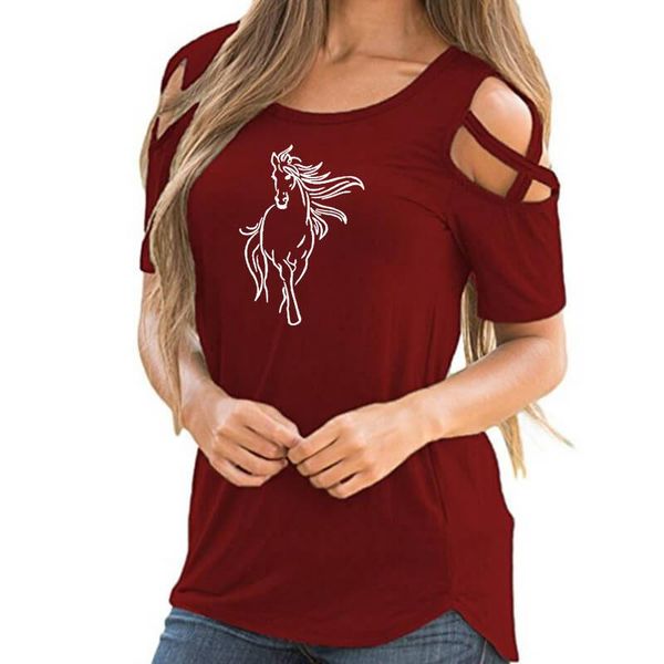 women's t-shirt lovely horse front print shirt female harajuku off shoulder funny animal lover gift vintage women hollow femme, White
women's t-shirt lovely horse front print shirt female harajuku off shoulder funny animal lover gift vintage women hollow femme, White