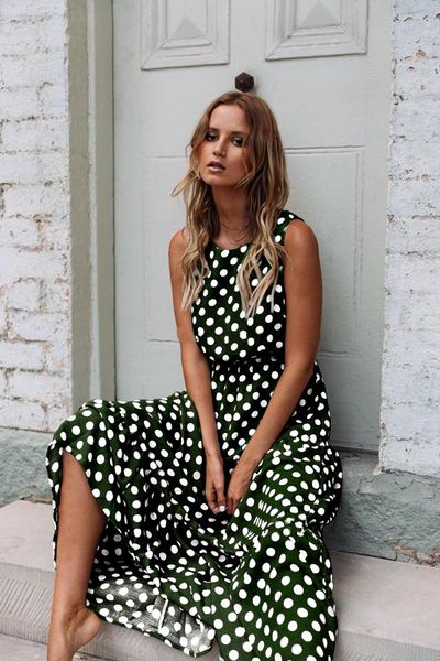casual dresses sleeveless brown polka dot maxi dress women's summer 2021 vintage sundress a line boho elegant loose long, Black;gray
casual dresses sleeveless brown polka dot maxi dress women's summer 2021 vintage sundress a line boho elegant loose long, Black;gray