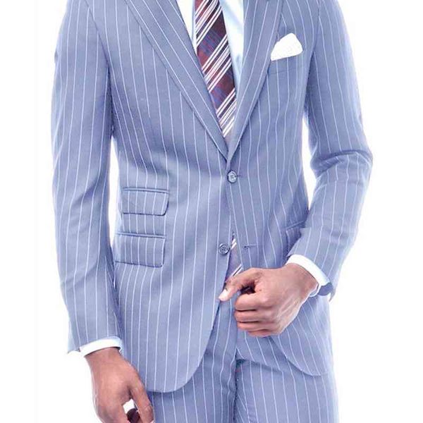 men's suits & blazers men fashion for tailor made striped formal man slim fit light blue chalk stripe costume, White;black
men's suits & blazers men fashion for tailor made striped formal man slim fit light blue chalk stripe costume, White;black
