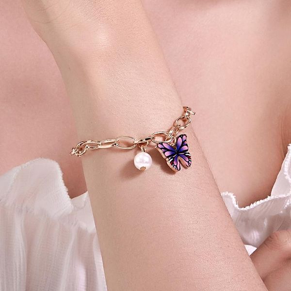 link, chain jumplim cross-border jewelry ins dream color butterfly bracelet summer creative temperament pearl thick, Black
link, chain jumplim cross-border jewelry ins dream color butterfly bracelet summer creative temperament pearl thick, Black