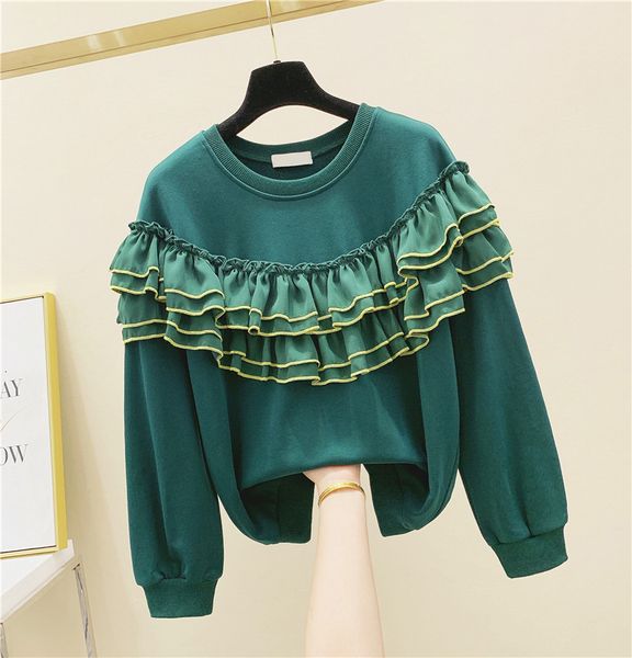 hoodies chiffon panel frilled sweatshirt women's spring long-sleeve loose-fit ruffle hoodie ladies green hoodies, Black
hoodies chiffon panel frilled sweatshirt women's spring long-sleeve loose-fit ruffle hoodie ladies green hoodies, Black