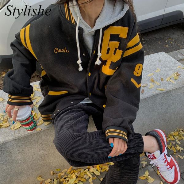 women's jackets black letter bomber women vintage pocket striped oversized female jacket casual streetwear autumn coat mujer chaqueta, Black;brown
women's jackets black letter bomber women vintage pocket striped oversized female jacket casual streetwear autumn coat mujer chaqueta, Black;brown