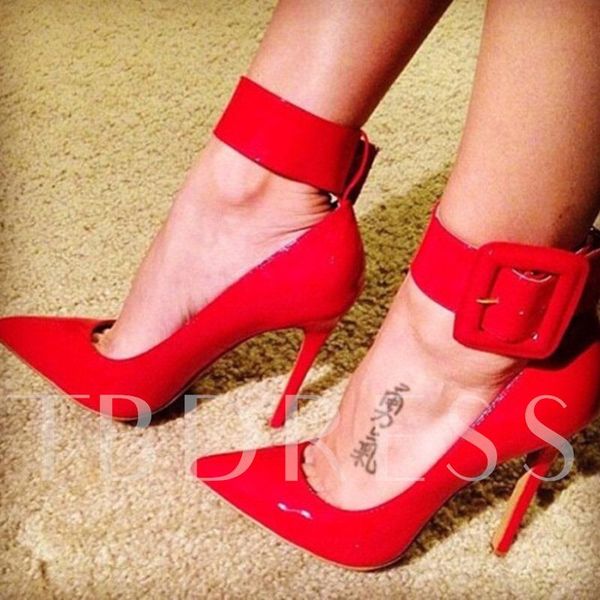 dress shoes red patent leather high heel pump ankle buckle strap stiletto heels woman pointed toe runway low cut pumps women, Black
dress shoes red patent leather high heel pump ankle buckle strap stiletto heels woman pointed toe runway low cut pumps women, Black