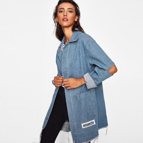 women's trench coats 2021 spring autumn medium long denim coat women korean fashion casual letter sticker blue jeans overcoat, Tan;black
women's trench coats 2021 spring autumn medium long denim coat women korean fashion casual letter sticker blue jeans overcoat, Tan;black