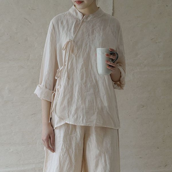 johnature summer stand nine quarter sleeve cotton linen women lace up simple comfortable all-match women shirts 210521, White
johnature summer stand nine quarter sleeve cotton linen women lace up simple comfortable all-match women shirts 210521, White