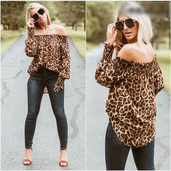 women t-shirt est off-the-shoulder long sleeve leopard print loose slash neck elegant ladies casual clothing 210522, White
women t-shirt est off-the-shoulder long sleeve leopard print loose slash neck elegant ladies casual clothing 210522, White