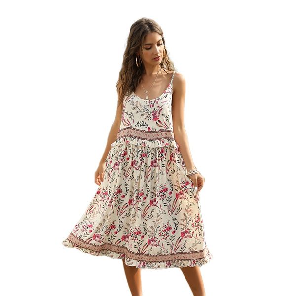 mid length suspender flounce stitched apricot swing dress 2021 european and american summer women's wear, Black;gray
mid length suspender flounce stitched apricot swing dress 2021 european and american summer women's wear, Black;gray