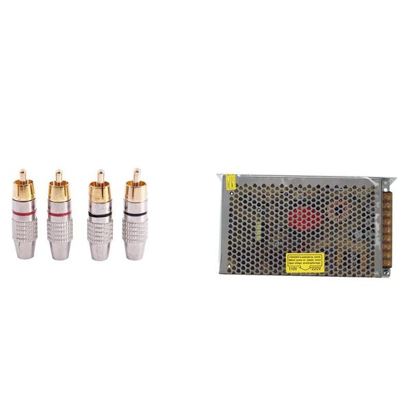 smart home control 4 pcs rca male plug non solder audio video locking adapter connector & 1 three output switching power supply
smart home control 4 pcs rca male plug non solder audio video locking adapter connector & 1 three output switching power supply