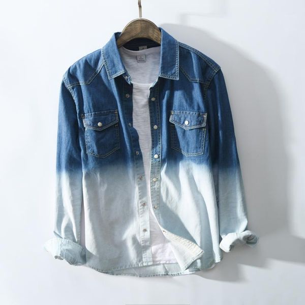men's casual shirts spring autumn denim long sleeve shirt for men fashion color matching gradient slim fit jeans cargo male streetwear, White;black
men's casual shirts spring autumn denim long sleeve shirt for men fashion color matching gradient slim fit jeans cargo male streetwear, White;black