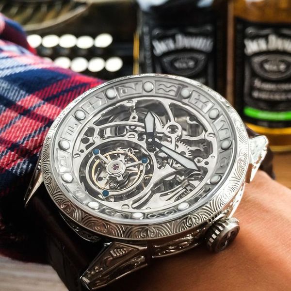 wristwatches classical carved large dial mens mechanical wrist watch tourbillon movement 50m fashion men skeleton watches aohaohua, Slivery;brown
wristwatches classical carved large dial mens mechanical wrist watch tourbillon movement 50m fashion men skeleton watches aohaohua, Slivery;brown