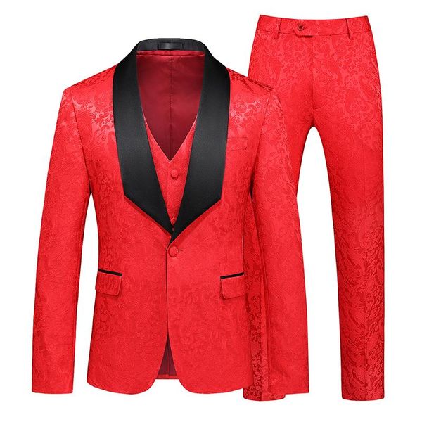 men's suits & blazers red wedding men suit jacquard 3 pcs set blazers+trouser+vest slim fit grooms marriage party dress annual meeting, White;black
men's suits & blazers red wedding men suit jacquard 3 pcs set blazers+trouser+vest slim fit grooms marriage party dress annual meeting, White;black