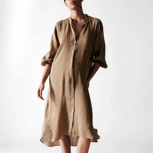 casual dresses 2021 summer v-neck button loose women long dress fashion solid color single-breasted female clothing, Black;gray
casual dresses 2021 summer v-neck button loose women long dress fashion solid color single-breasted female clothing, Black;gray