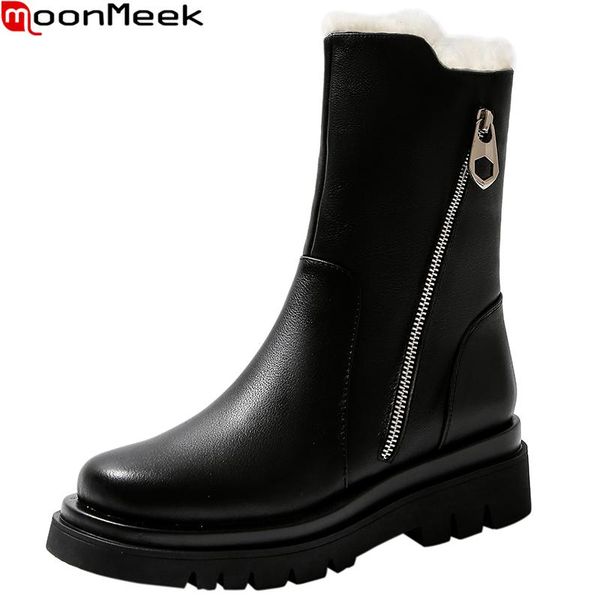 boots moonmeek 2021 genuine leather women comfortable med heels round toe keep warm winter ladies ankle, Black
boots moonmeek 2021 genuine leather women comfortable med heels round toe keep warm winter ladies ankle, Black