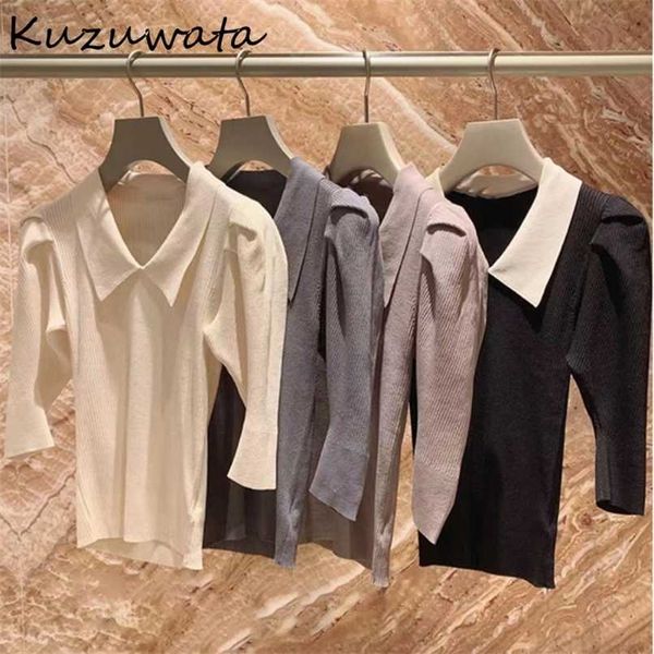 kuzuwata autumn fashion sweet jumper turn down collar half sleeve slim ribbing knitted pullover japanes women sweaters 211218, White;black
kuzuwata autumn fashion sweet jumper turn down collar half sleeve slim ribbing knitted pullover japanes women sweaters 211218, White;black