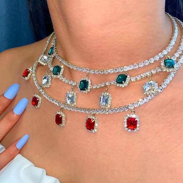 trendy shiny square crystal pendants cz tennis chain necklaces for women golden cubic zirconia jewelry pendant, Silver
trendy shiny square crystal pendants cz tennis chain necklaces for women golden cubic zirconia jewelry pendant, Silver