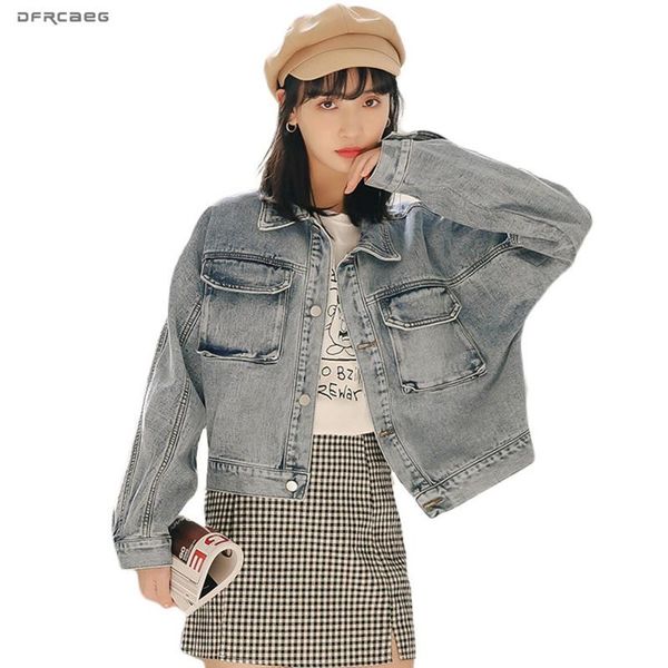 women's jackets 2021 autumn loose vintage blue denim with pocket long sleeve streetwear ladies retro oversized jeans coat outwear, Black;brown
women's jackets 2021 autumn loose vintage blue denim with pocket long sleeve streetwear ladies retro oversized jeans coat outwear, Black;brown