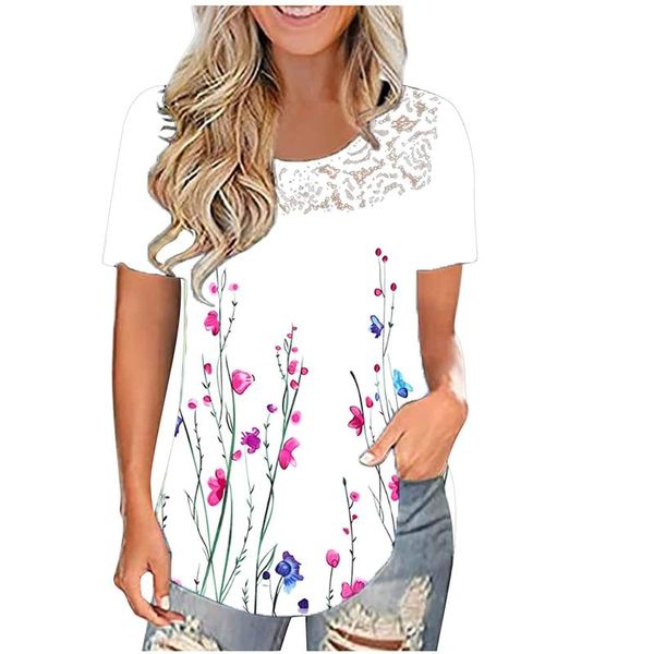 women's blouses & shirts floral print lace blouse women 2021 summer o neck plus size female loose shirt casual tunic blusa feminina, White
women's blouses & shirts floral print lace blouse women 2021 summer o neck plus size female loose shirt casual tunic blusa feminina, White