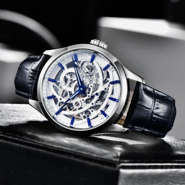men's automatic mechanical watch luxury business leather skeleton hollow clock waterproof montre homme wristwatches, Slivery;brown
men's automatic mechanical watch luxury business leather skeleton hollow clock waterproof montre homme wristwatches, Slivery;brown