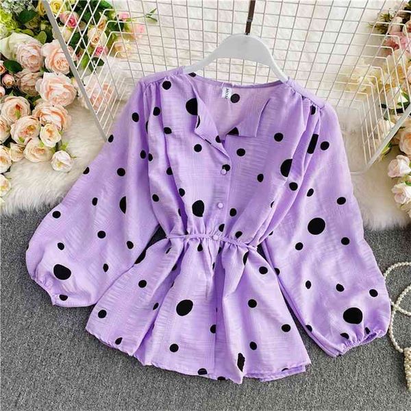 women's irregular blouse polka dot chiffon shirts autumn french puff sleeve nipped waist all-match female blusa pl521 210506, White
women's irregular blouse polka dot chiffon shirts autumn french puff sleeve nipped waist all-match female blusa pl521 210506, White