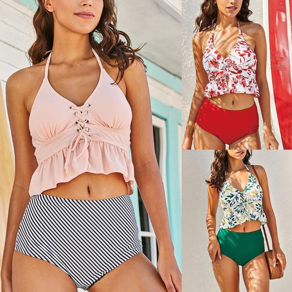 one-piece suits women 2 piece bikini set halter crisscross lace-up ruffles crop swimsuit high waist bathing suit floral leopard str
one-piece suits women 2 piece bikini set halter crisscross lace-up ruffles crop swimsuit high waist bathing suit floral leopard str