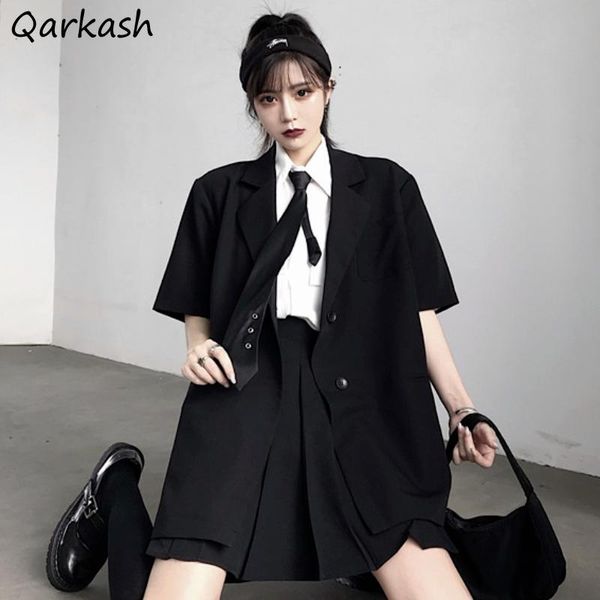 women blazers short sleeve black double breasted female spring outwear streetwear vintage retro fashion korean style loose chic, White;black
women blazers short sleeve black double breasted female spring outwear streetwear vintage retro fashion korean style loose chic, White;black