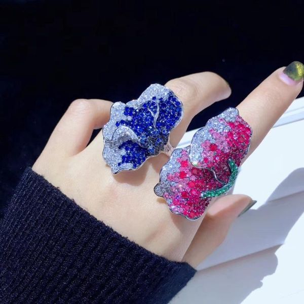cluster rings cocktail 925 sterling silver with cubic zircon flower ring adjustable size blue rose red color fine women jewelry, Golden;silver
cluster rings cocktail 925 sterling silver with cubic zircon flower ring adjustable size blue rose red color fine women jewelry, Golden;silver