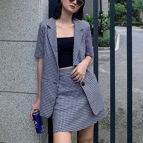 two piece dress high street skirts set female 2021 short sleeve long plaid blazer+mini a line skirt summer vintage women blazer suit, White
two piece dress high street skirts set female 2021 short sleeve long plaid blazer+mini a line skirt summer vintage women blazer suit, White